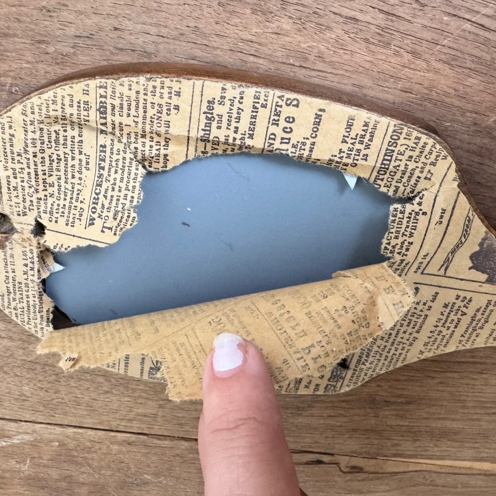 Vintage‎ Antique Solid Wood Handmade Handheld Mirror